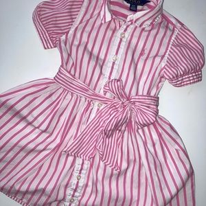 Polo Ralph Lauren 2T 3T, Button Pink Stripe Dress